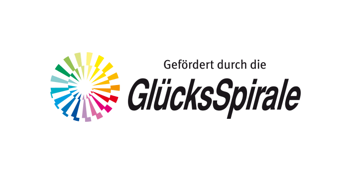 Logo der GlücksSpirale mit dem Text Gefördert durch die GlücksSpirale.