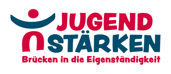 Logo von JUGEND STÄRKEN mit dem Slogan Brücken in die Eigenständigkeit.
